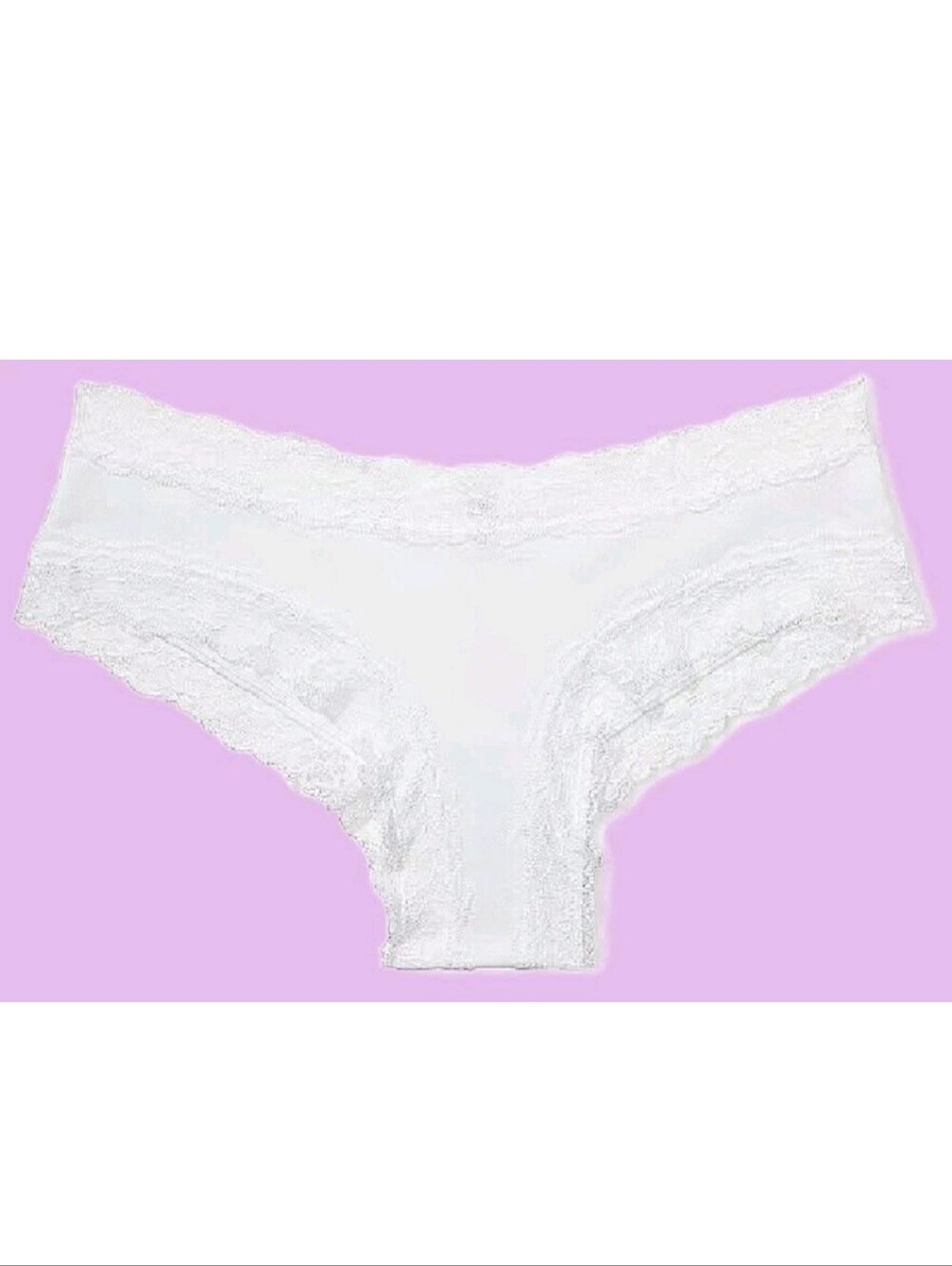 Victoria's Secret The Lacie Lace Waist Cotton Cheeky Panty XXL WHITE